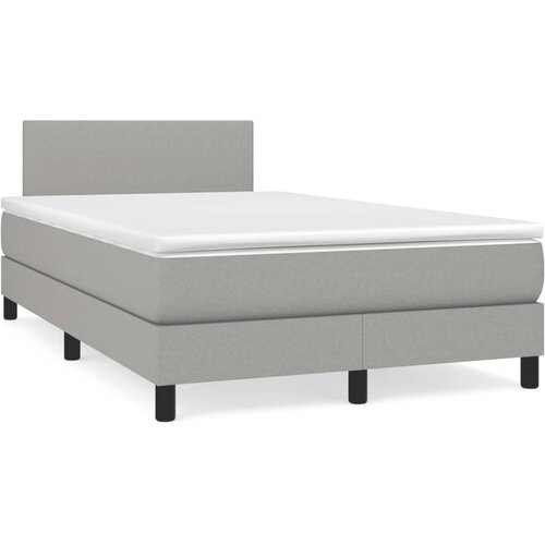 VidaXL Box spring postelja z vzmetnico LED sv. siva 120x190 cm blago Slike