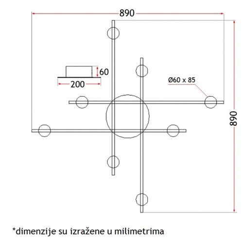 Vesta 379 plafonska svetiljka 8*GU10 Cene