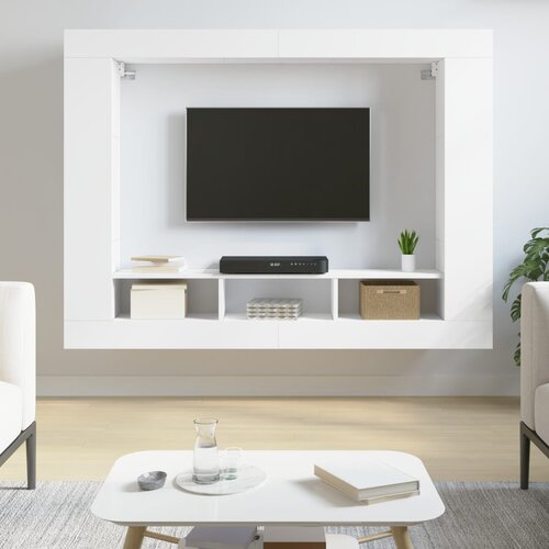 VidaXL TV omarica bela 152x22x113 cm inženirski les Slike