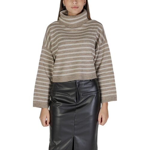 Only Puloverji ONLTALIO LS STRIPE SHORT ROLLNECK BF KNT 15329228 Bež Cene