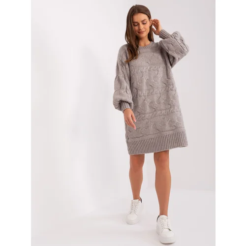 Fashion Hunters Grey women's knee-length knitted dress