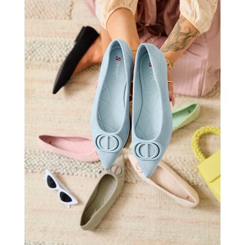 Resti Blue women's pointed-toe ballerinas with embellishment on the nose Tidita Cene