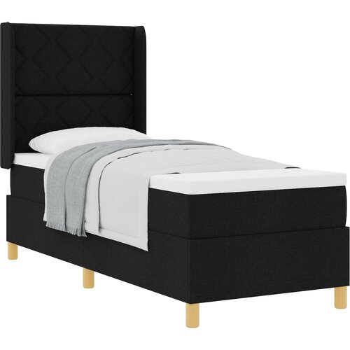 vidaXL Postelja z vzmetnico Črna 80x200 cm Tkanina, (22050801) Cene