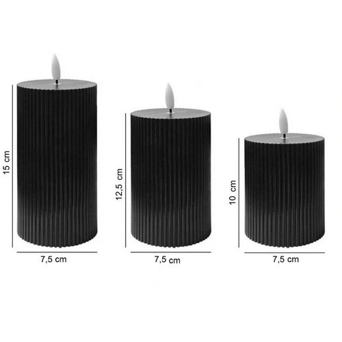  KOMPLET 3x LED sveća BRILLO LED/2xAA crna + daljinski upravljač Slike