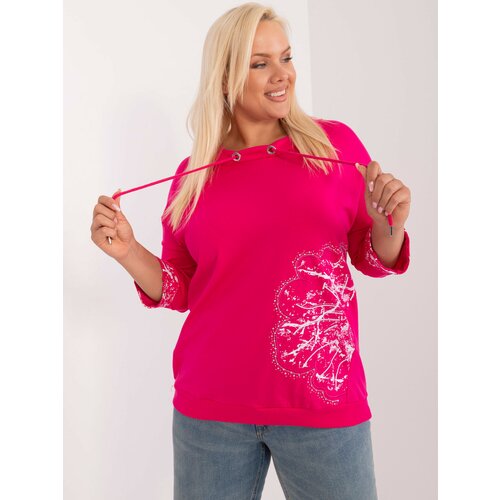 Fashion Hunters Fuchsia cotton blouse in a larger size with a print Slike