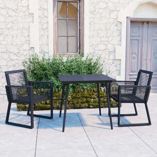  3-dijelni vrtni blagovaonski set od PVC ratana crni Cijene