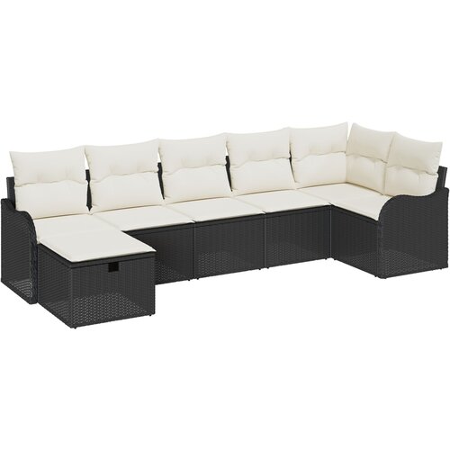 vidaXL Set Vrtnih Sofa s Jastucima Crni Poli Ratan, 2-Sjedalni Vrtni Sofa s Odlaganjem i Jastucima Crni Poli Ratan Cijene