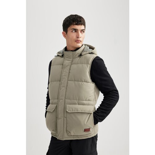 Defacto Water Repellent Hooded Detachable Hooded Pocket Puffer Vest Cene
