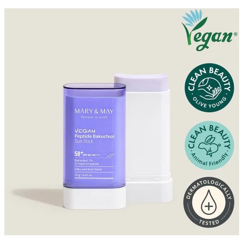 MARY &amp;amp; MAY SPF za lice u stiku Vegan Peptide Bakuchiol Sun Stick SPF50+ PA++++, 18 g Slike
