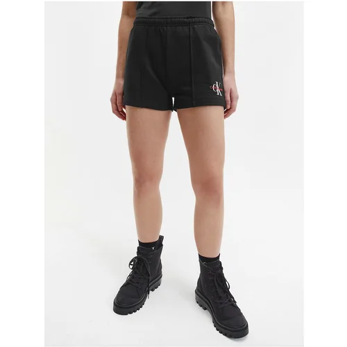 Calvin Klein Black Women's Tracksuit Shorts with Print - Women