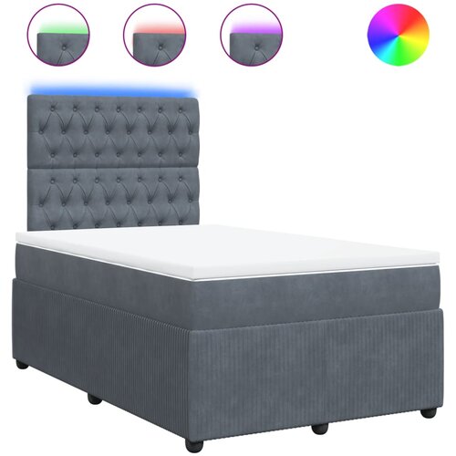 vidaXL Box spring postelja z vzmetnico temno siv 120x190 cm žamet, (21309436) Cene