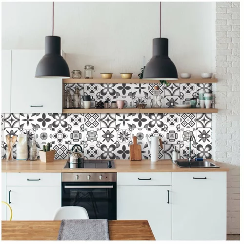 Ambiance Komplet 24 stenskih nalepk Wall Decal Cement Tiles Azulejos Erico, 15 x 15 cm
