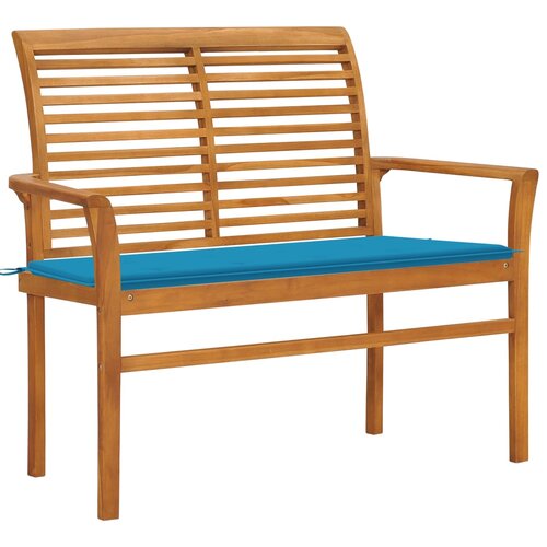  Klupa s plavim jastukom 112 cm od masivne tikovine Slike
