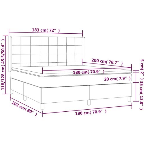  Krevet s oprugama i madracem crni 180x200 cm od tkanine Slike