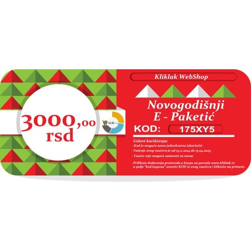  Novogodi&scaron;nji E-Paketić Vaučer - 3000 din Cene