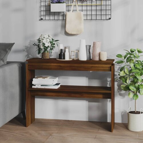  Konzolni stol smeđa boja hrasta 102x30x80 cm konstruirano drvo Slike