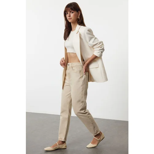 Trendyol Beige High Waist Mom Jeans