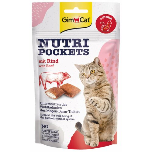 Gimcat poslastica za mačke digestive beef&malt nutri pockets 60g Slike
