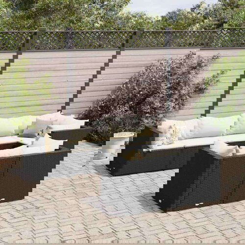  7-dijelna vrtna garnitura od poliratana s jastucima crna - Crna i krem 7 Slike