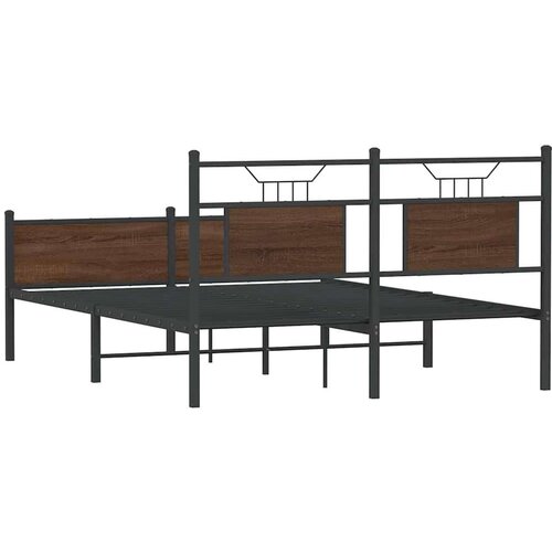 VidaXL okvir kreveta bez madraca smeđi hrast 150x200 cm izrađeno drvo Slike