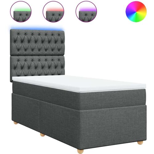 VidaXL Krevet s oprugama i madracem tamnosivi 90x200 cm od tkanine Slike