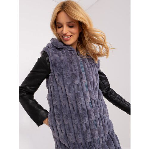 Fashion Hunters Grey zip-up vest with eco-fur Cene