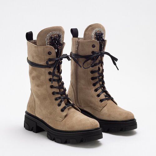 Resti Eco-suede women's khaki work boots Moxo - Footwear Cene