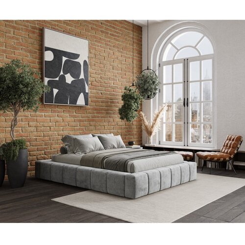 Maison de R&amp;ecirc;ve Svetlo siva oblazinjena zakonska postelja s prostorom za shranjevanje z letvenim dnom 160x200 cm Aruba L &amp;ndash; Slike