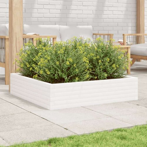  Vrtna sadilica bijela 100x100x23 cm od masivne borovine Slike