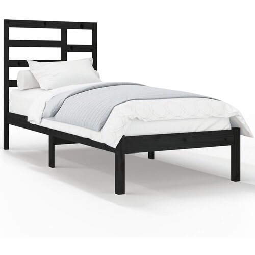 Maison Chic Posteljni okvir - Enojna postelja - Postelja za odrasle črn iz trdnega lesa 100x200 cm-J8485, (21760203) Slike