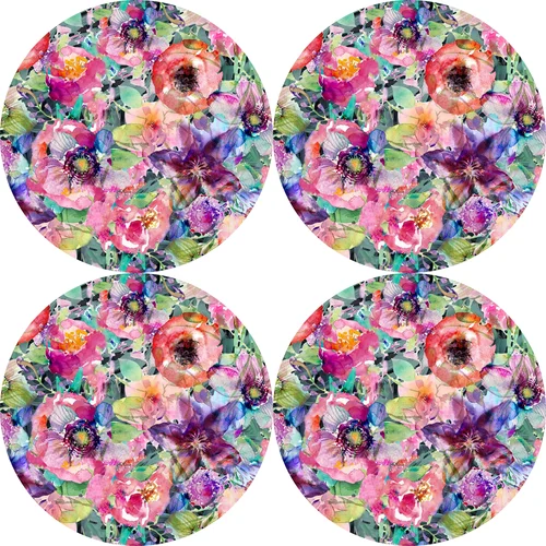 Bertoni Home Unisex's 4 Round Table Pads Set Flora