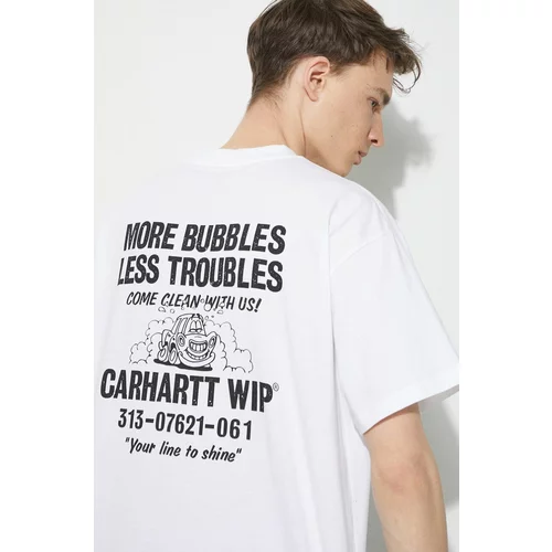 Carhartt WIP Pamučna majica S/S Less Troubles T-Shirt za muškarce, boja: bijela, s tiskom, I033187.00AXX