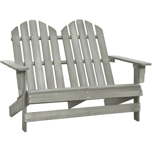 VidaXL Vrtni dvosjed Adirondack od masivne jelovine sivi Slike