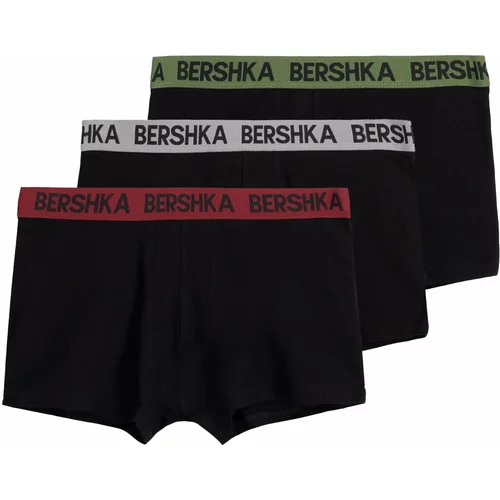 Bershka Bokserice jabuka / tamno crvena / crna / bijela