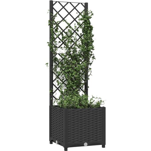 VidaXL Vrtna sadilica s re&amp;scaron;etkom crna 40 x 40 x 136 cm PP Slike
