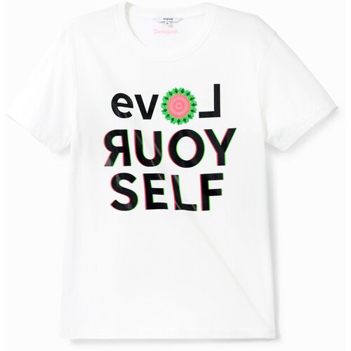 Desigual Ženska majica kratkih rukava Love Yourself, Bela Cene