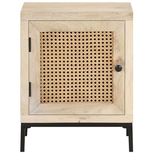 VidaXL Noćni ormarić 40x30x50 cm masivno drvo manga i prirodna trska Slike