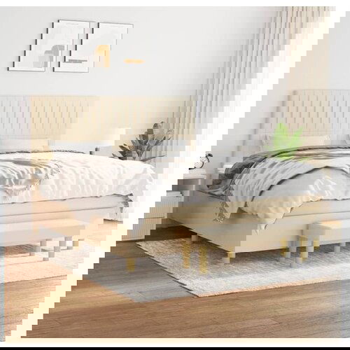 vidaXL Krevet s oprugama i madracem krem 180x200 cm od tkanine Cijene