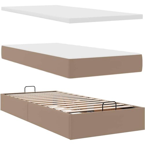 VidaXL okvir kreveta s madracem cappuccina 100x200cm umjetna koža Slike