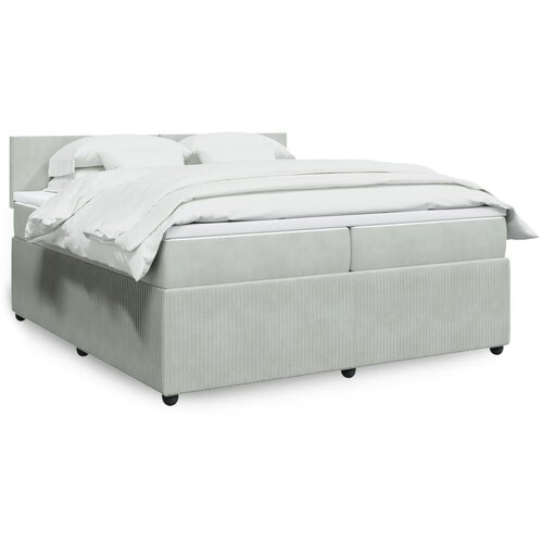 vidaXL Box spring postelja z vzmetnico svetlo siva 200x200 cm žamet Cene