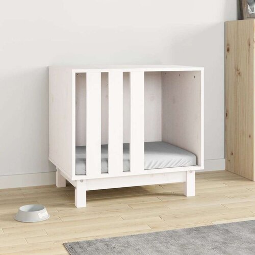 VidaXL Kućica za pse bijela 60 x 45 x 57 cm od masivne borovine Slike
