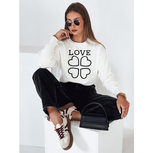 DStreet Sweter damski z nadrukiem CLOVER biały Cene