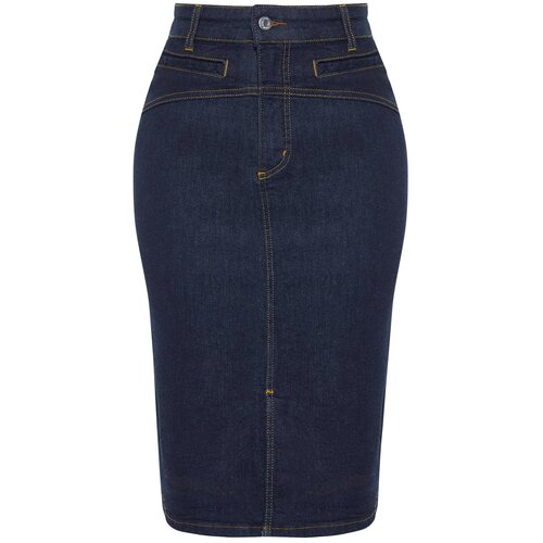 Trendyol Curve Dark Blue Slit Mini Pencil Denim Skirt Cijene