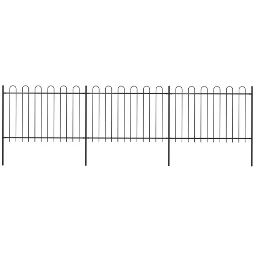 vidaXL vrtna ograda s ukrasnim lukovima čelična 5,1 x 1,2 m crna