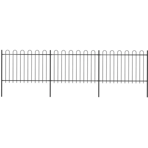 vidaXL vrtna ograda s ukrasnim lukovima čelična 5,1 x 1,2 m crna