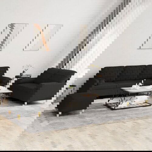  The Living Store Sedežna garnitura 3-delna z vzglavniki črno blago - Sedežna Garnitura, (21481282) Cene