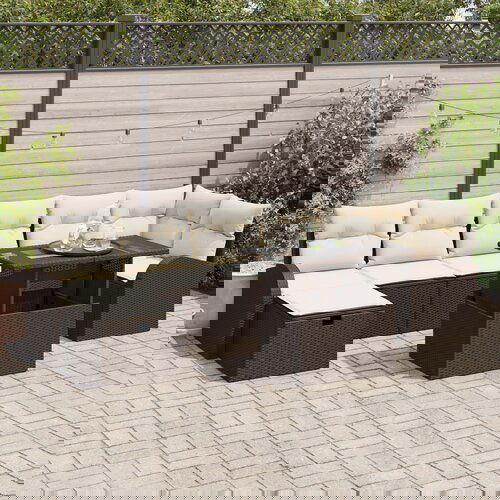 vidaXL 8-dijelni set za vrtni kauč s jastučićima Smeđa Poli Ratan Cijene