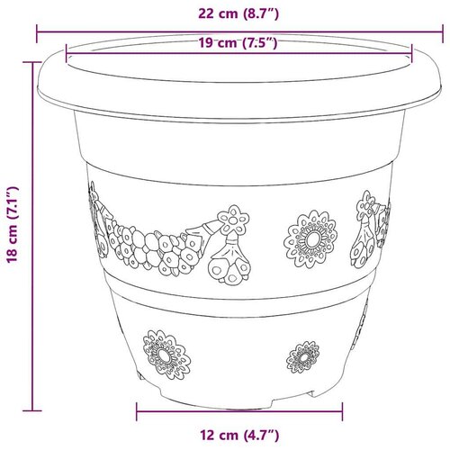  Okrugla saksija za cveće 24 pcs Crna &amp;Oslash; 26 x 21.5 cm Plastika - Crna &amp;Oslash; 22 x 18 cm 24 Slike
