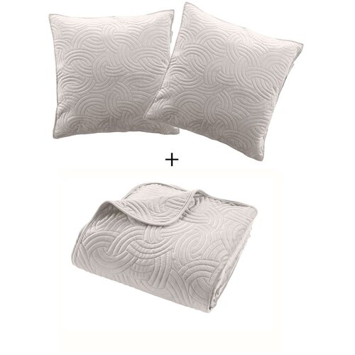 Douceur d int&amp;eacute;rieur Krem set prekrivača i jastučnice od samta 240x260 cm Solange &amp;ndash; Slike
