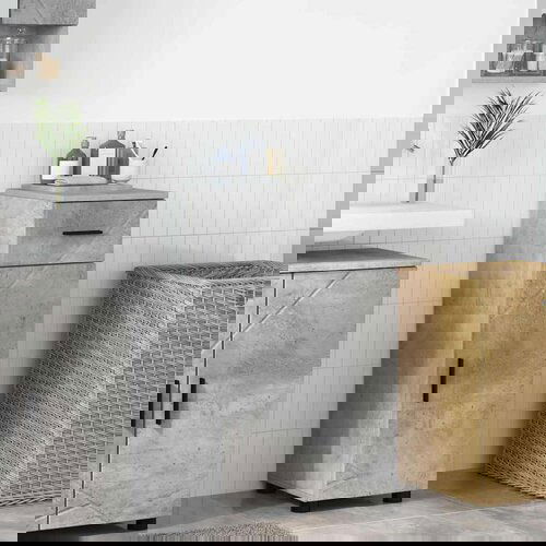 vidaXL Kopalniška omarica s predalom Betonsko siva 30 x 35 x 80 cm Cene